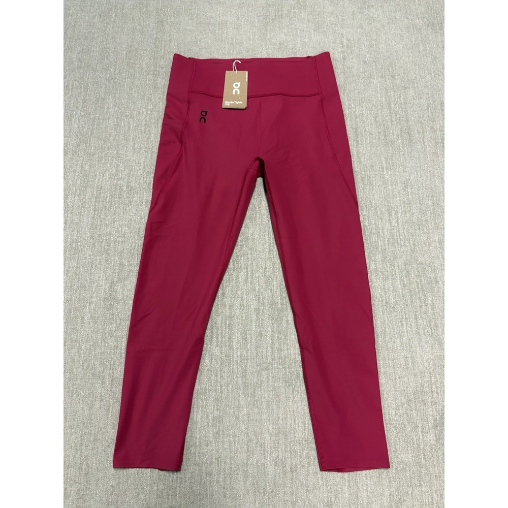NEW On Cloud Running Studio Tights 7/8 Pants Womens Large Grenadine Pink 24"